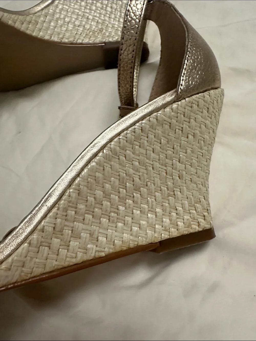 Lilly Pulitzer Gold Metallic Ankle-Strap Wedge  8 1/2 M
